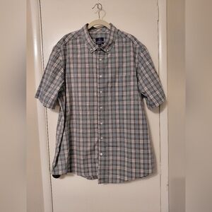 2XL Classic Fit 59-52  George Short Sleeve Button Down Plaid Like New EUC